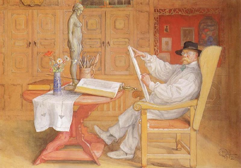 Carl Larsson self-portrait in the Studio oil painting picture